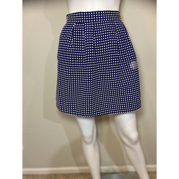 Dina Be Women’s Pleated Navy Mini Skirt White “X” or Crosses Size Small - Picture 1 of 7